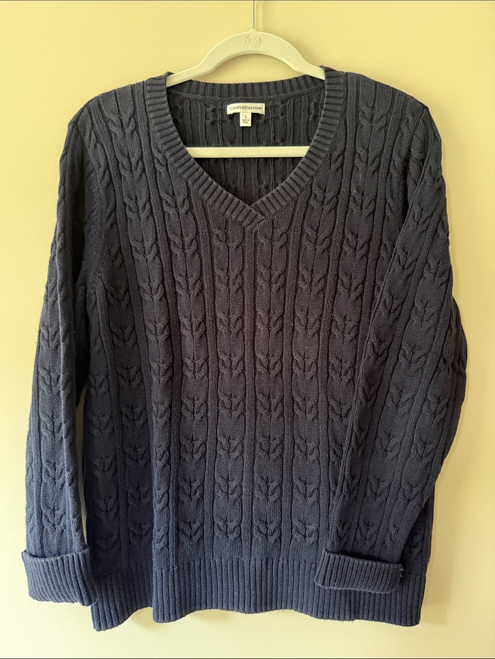 croft & barrow Women's Navy Cable V-Neck Sweater